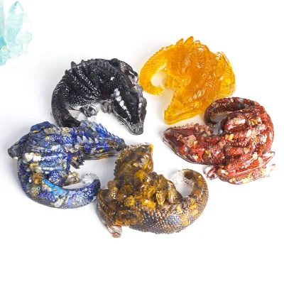 Wholesale Natural Healing Crystals Chips Resin Animals Dragon Ornament