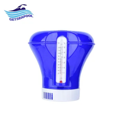 ABS Swimming Pool Floating Chemical Chlorine Dispenser Tablet Holder With Thermometer Suitable for 3inch Chlorine Tablets