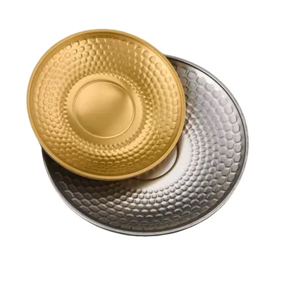 Hammered Eco-Friendly Stainless Steel Plates Gold Silver Serving Dishes BBQ Steak Sushi Restaurant Kitchen Food Hotels