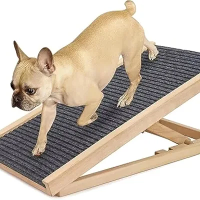 Adjustable Height Pet Ramp Folding Portable Dog Stairs Ramp Perfect for Bed Couch Wooden Dog Ramp
