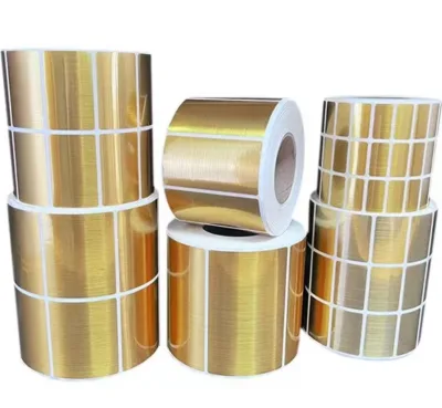 Custom High Gloss Gold Inkjet Roll Label Waterproof Oil Proof PET Die Cut Continuous Roll Label