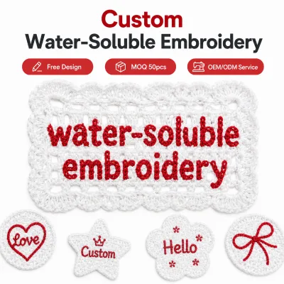 Custom Water Soluble Embroidered Patches One Stop Solution OEM ODM Personalized Lace Motifs for Garment Accessories Wholesale