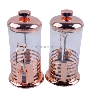 OEM 2021 New and Hot Sale Styles Copper French Press with Borosilicate Glass Coffee Maker