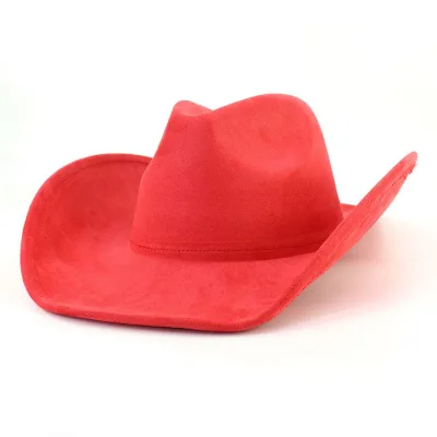 Wide Brim Cowboy Suede Fedora Hats for Women Water Drop Top Caps