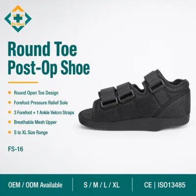 Round Toe Post-Op Shoe for Toe Fracture and Metatarsal Injury Forefoot Relief Recovery