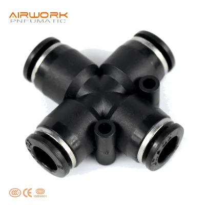 JPZA  Type Plastic Push-in 4-Way Cross Union Pneumatic Fitting Quick Connect Air Hose Splitter Airtac  Equivalent 4 6 8 10 12mm