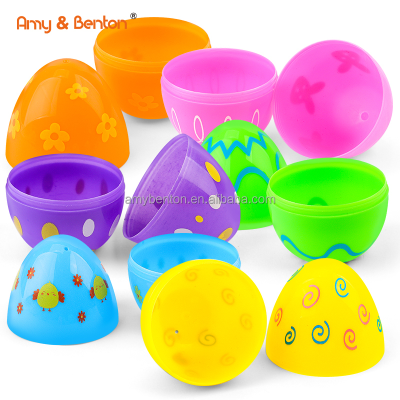 Printed Easter Eggs Plastic Golden Eggs Fillable Eggs for Easter Hunt Easter Baskets Stuffers Fillers Party Favors