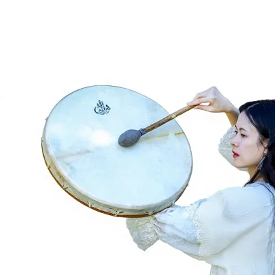 Kadus Octagonal Sheepskin & Plain Leather Yoga Meditation Sound Therapy Percussion Drum Made in China