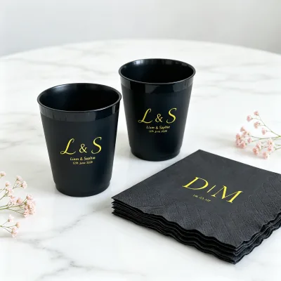 Personalized Frosted Waterproof Wedding Reception Cups Bulk Order Plastic Digital Printing Romance Style Oem Custom Brand Flex