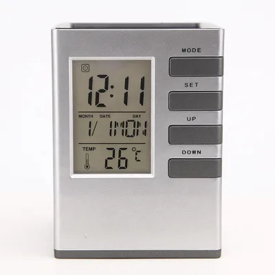 Desktop Multi-functional Promotional Desk Digital Pen Holder With Calendar Clock and Digital Timer 2068