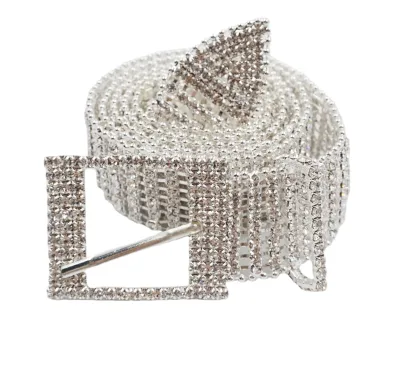 Hot Sale Women Dress Jeans Diamante Crystal Woman Belt Full Rhinestone Silver Bride Wide Bling Waist Belt