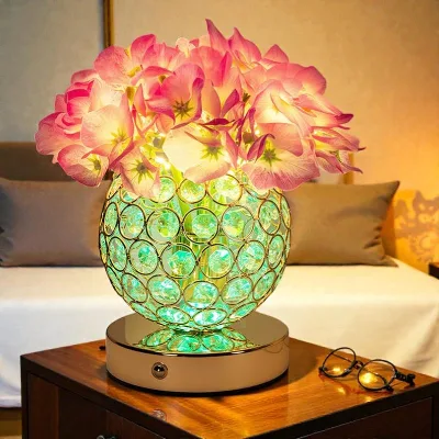 Wireless LED Lamp LED Night Lamps Crystal Base Flower Adjustable Night Lights Creative Light Luminous Decorative Colors Lights
