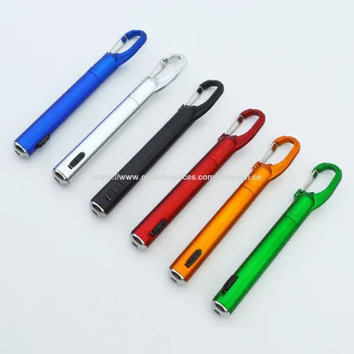 Customized logo multi-functional plastic with carabiner and LED light 1.0mm writing ballpen