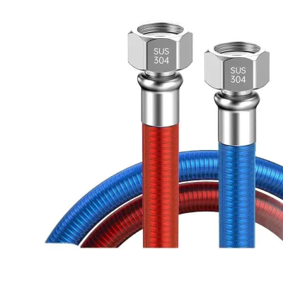 304 Stainless Steel Modern Minimalist Corrugated Household Water Heater Faucet Hot Cold Water Pipes Toilet Explosion-proof