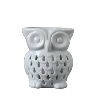 White Ceramic Owl Incense Burner for Home Hotel Aromatic Custom Scent Indoor Chinese Creative Style Decorative Incense Holder