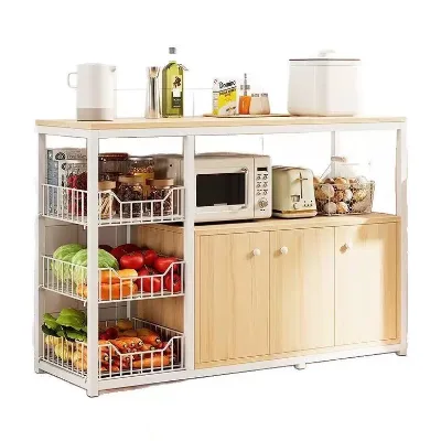 Kitchen Wooden Cabinet Dust-proof Drawer Vegetable Basket Cabinet