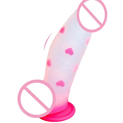 Monster Fantasy Dildo Big Thick 8 Inch Heart Pink Clear Liquid Silicone Dildo with Strong Suction Cup G Spot Anal Sex Toys
