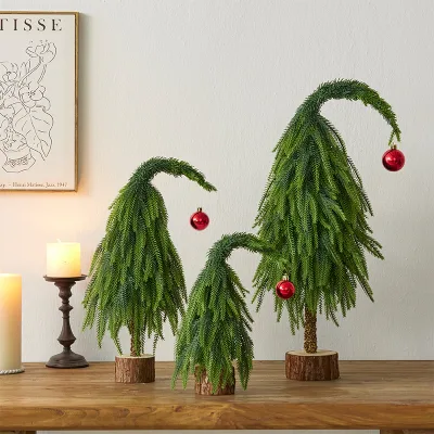 Best Selling Christmas Products Decorative Items Mini Bottle Decoration Artificial Nordic Crooked Neck Christmas Tree