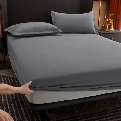 Cotton Solid Color 360 Degree Wrap Reactive Dyed Fitted Bed Sheet Elastic Mattress Cover