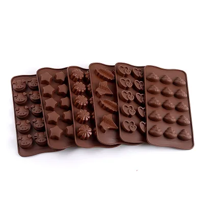 Factory Direct Sales Silica Gel 15 with Chocolate Heart-shaped Ice Lattice Vertical Sugar Mold Special Baking Tool