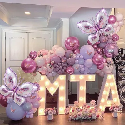Butterfly Balloon Arch Set Lavender Purple Balloon Foil Balloon Princess Birthday Party Wedding Decoration Set