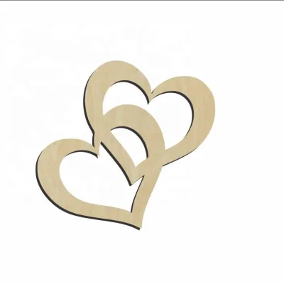 Double Heart Wood Cutouts Valentines Decorations Wedding love Heart
