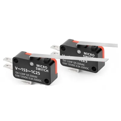 1NO 1NC SPDT 15A 125/250VAC Plastic Micro Switch V-153-1C25 Model with Straight Hinge Lever Arm for Electronic Equipment