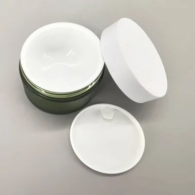 20g-300g Premium Matte Green PET Cosmetic Cream Jar with PP Inner Cup and Milky White ABS Cap Custom Packaging