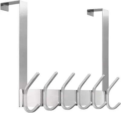 Stainless Steel Heavy Duty Door Hanger Used Bathroom Storage Towel Rack With 12 Hooks