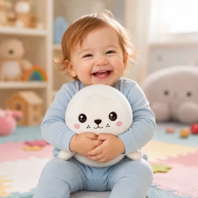 Chubby Mochi White Seal Plush with Squishy Texture Soft Stuffed Sea Animal for Stress Relief and Kawaii Room Decor