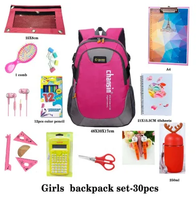 30pcs Girls Backpack Set New Design Foldable Primary Child School Bag Set Pink 30x48x17CM EN71 Certified CE Certified