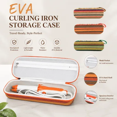 Custom Hard Shell EVA Hair Curler Storage Case Portable Travel Hair Straightener Organizer Bag for Salon Home Vacation Trip