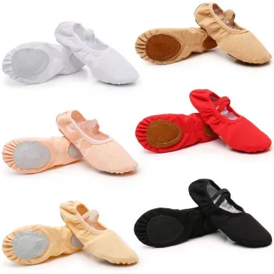 2025 Wholesale Girls Women Genuine Leather Dance Stretch Canvas Ballet Shoes