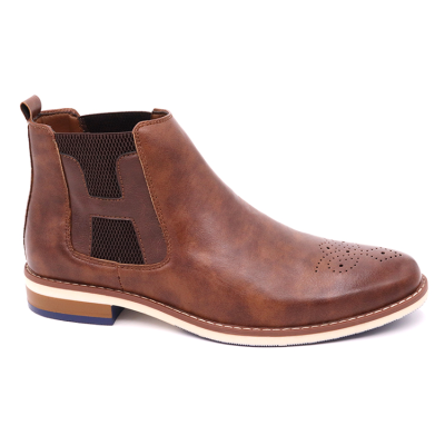 2024 British Style Wholesale Brogue Leather chelsea Boots PU Leather for Men