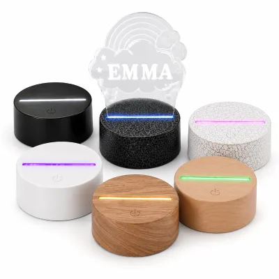 Universal Circular Engraved Sign ODM Factory Direct USB Input Multi Color Acrylic LED Light Base for 3D Illusion Displays