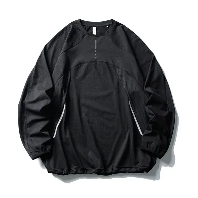Lightweight Anti-Pilling Compressed Woven Training Quick Drying Long Sleeved T-shirt Outdoor Sports Cycling Reflective Patchwork