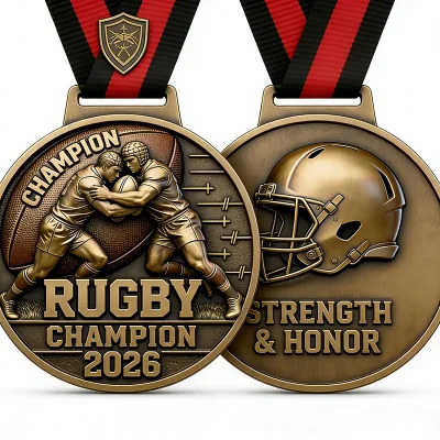 Medal Producer Customize Generic Sport Football Teams Medals Diecast Rugby Medal With Ribbons