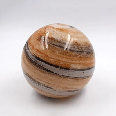 Hand Painted Jupiter Pattern Glass Ball Lamp Art Deco Tabletop Planet Sphere Ornament Eco-Friendly Wedding Home Living Room