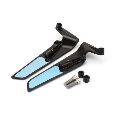 2026 Hot Sale New High Quality Durability Safe Rotatable CNC Aluminum Handlebar Mirror BlueMotorcycle Lens for Retrofit/Upgrade