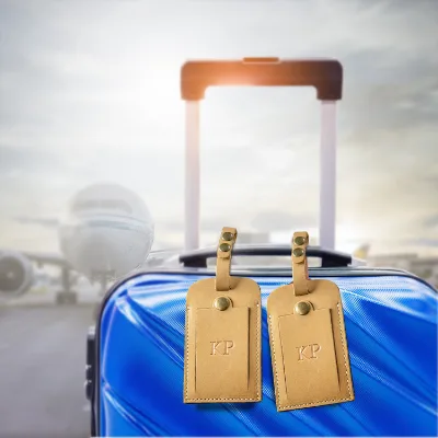 Personalized Custom Embossed Logo Luggage Tags Vintage Creative Cow Leather Luggage Tag With Info Card