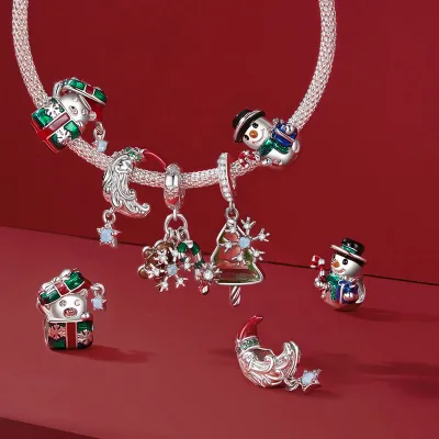 Fashion Christmas Tree Snowflake Moon Diy Bracelet Pendant Holiday Style S925 Sterling Silver Beads Loose Beads Necklace Pendant