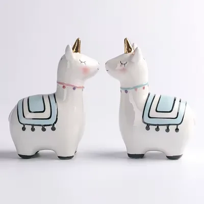 Ceramic Llama Alpaca Herb & Spice Tools Salt and Pepper Shakers