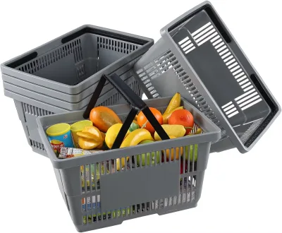 28L Plastic Shopping Baskets with Handles Store Baskets Retail Baskets for Market Grocery Supplies Thrift Convenience Storage