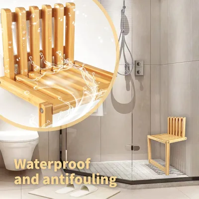 Foldable Bamboo Shower Bench Suitable for Shower Rooms Waterproof Bathroom Seats Stool with Storage Storage Chair Saving Space