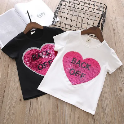 OEM Band Baby Girl 80%Cotton 20% Polyester Basic T shirt With Sequined