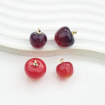 CH-LAP1478 Acrylic Cherry Mini Pendant Trendy Fruit Component Acrylic Cherry Pendant Cheap Fruit Accessory Wholesale Jewelry