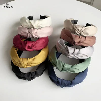 Stylish Vintage Satin Headband High Quality Knotted Hairband Simple Headband for Women's Hair Accessories Can Be Custom Colored