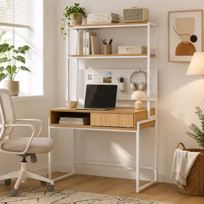 OEM/ODM Value Home Office Desk with Basic Storage Shelves Easy Setup Writing Table Bulk Order Wholesale