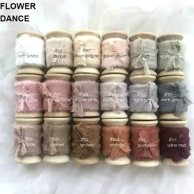 2.5cm 3cm 5cm Hand Torn White Rough Frayed Edge 100% Pure Silk Ribbon Handmade for Flowers