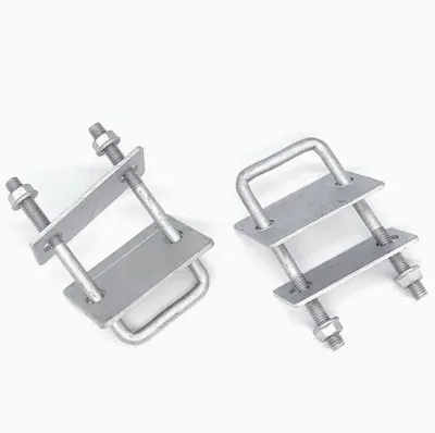 Hot Dip Galvanized Square U Bolt Clamp with Steel Plate for Pole Line Crossarm and Beam Fastening